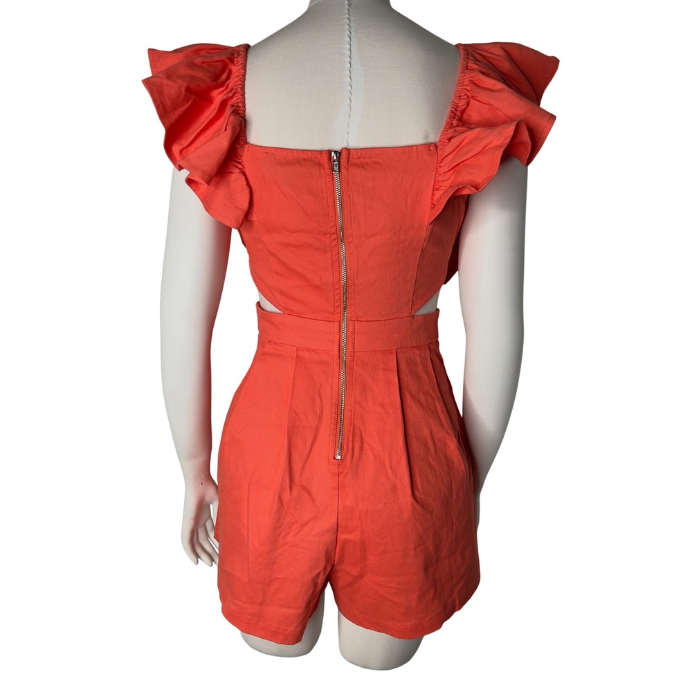 Flying Tomato Orange Ruffle Cut-Out Romper IP7584DG Small Summer Festival - Picture 4 of 16